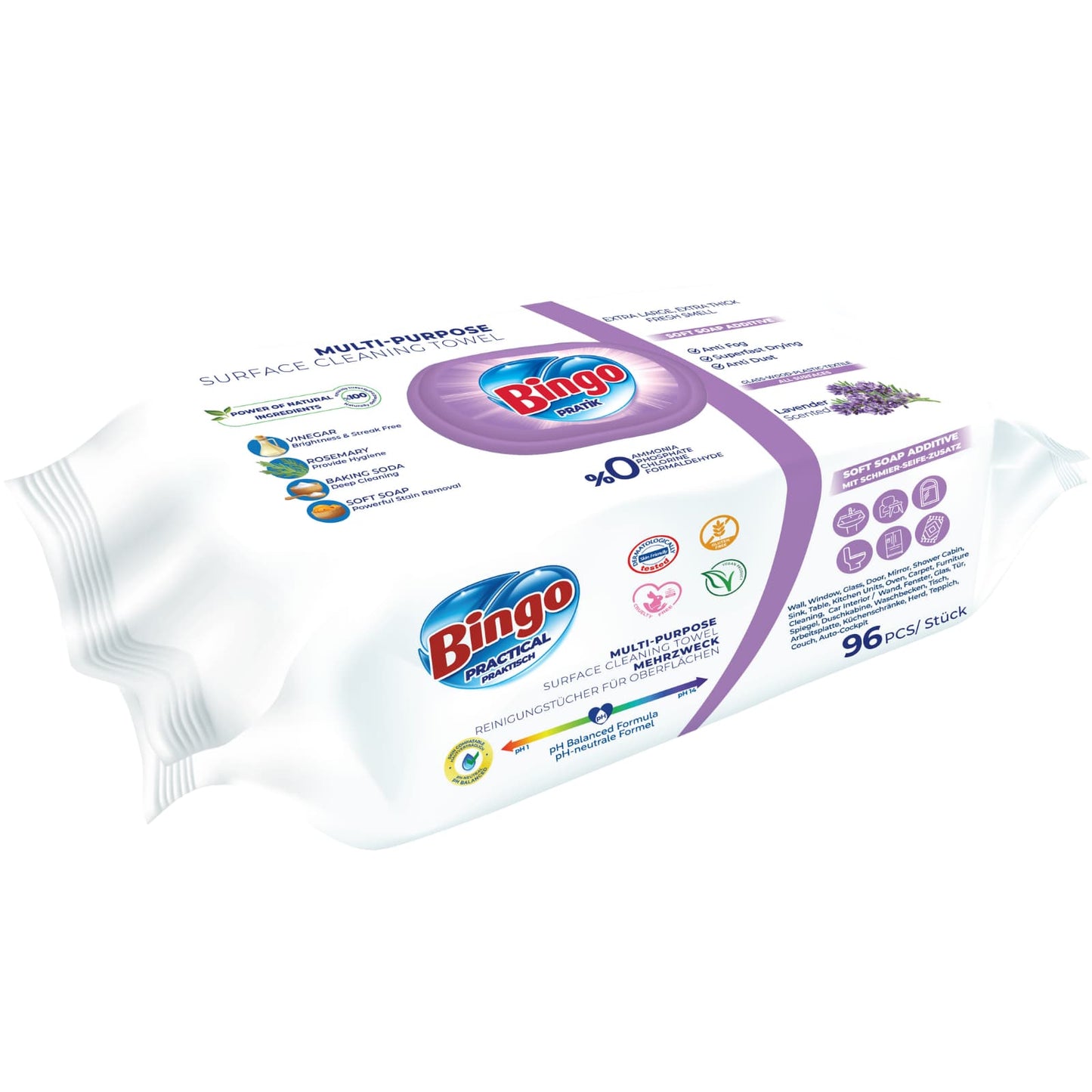 Chusteczki nawilżane BINGO Lawenda 96 sztuk