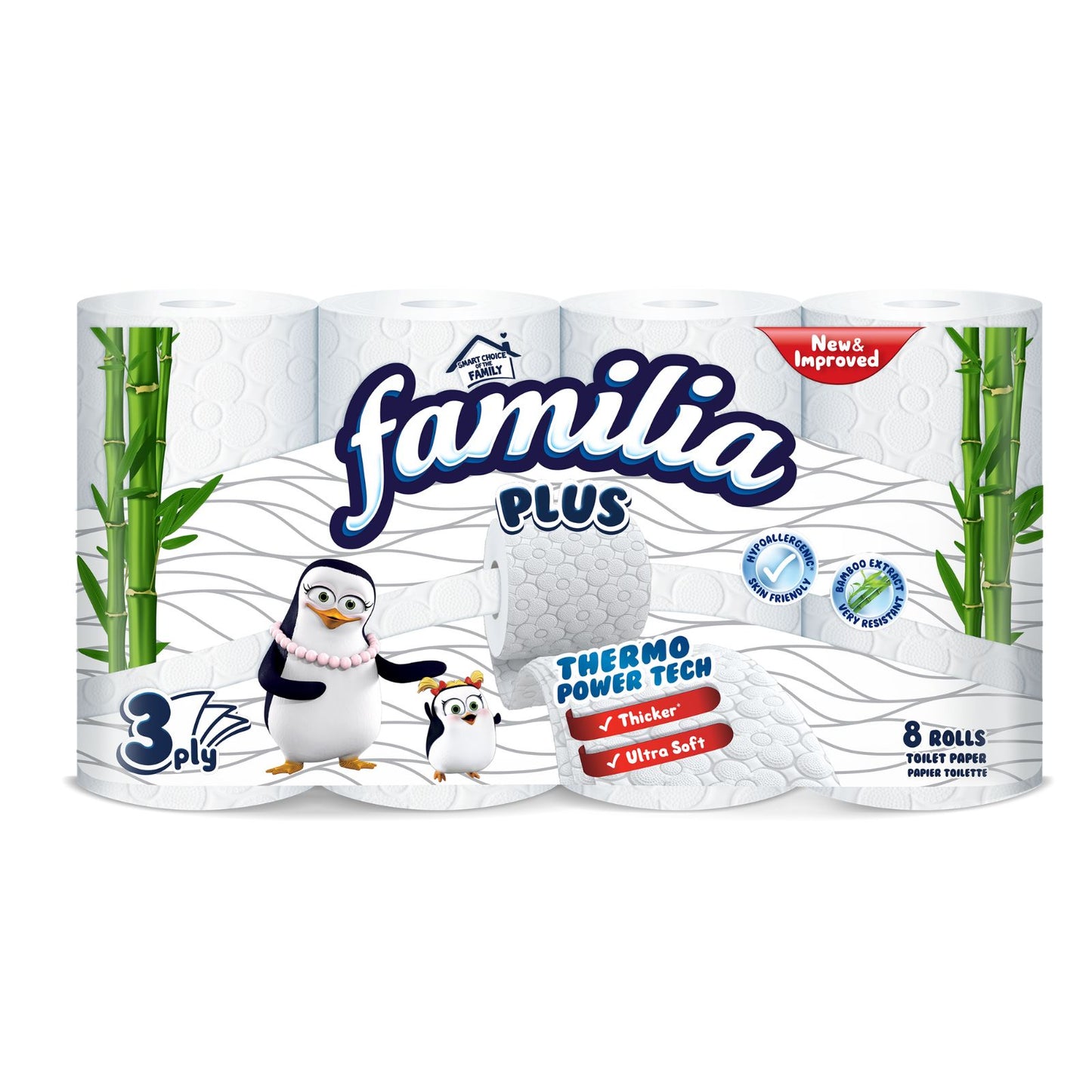 Papier toaletowy Familia Plus z ekstraktem z bambusa bez zapachowy 8 rolek