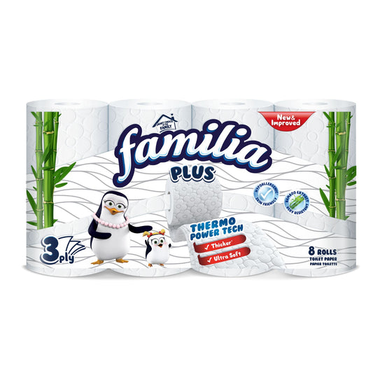 Papier toaletowy Familia Plus z ekstraktem z bambusa bez zapachowy 8 rolek
